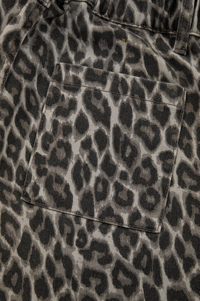 Trendy Women's Yellow Leopard Print Straight Leg Jeans - Chic Casual Fit for Effortless Style