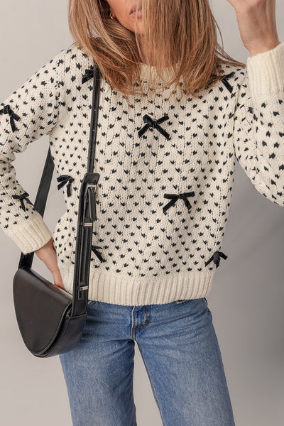 Elegant Women's Soft Knit Bow Sweater - Stylish & Comfortable for Casual or Dressy Outfits, Perfect Year-Round