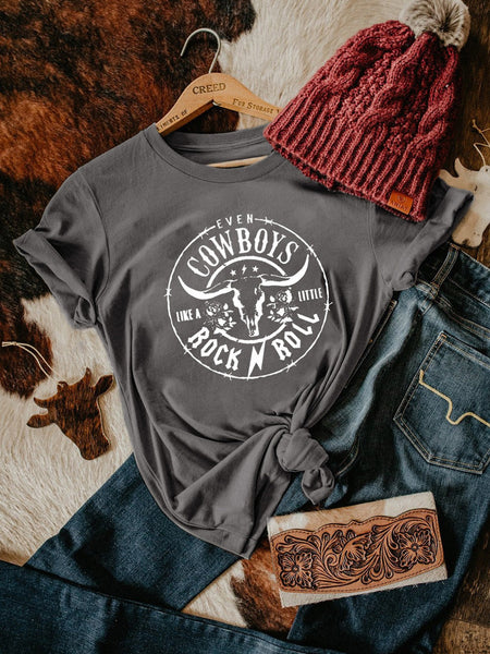 Wild West Inspired Graphic Tee in Charcoal Gray