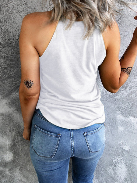 Chenille American Flag Sleeveless Tank Top