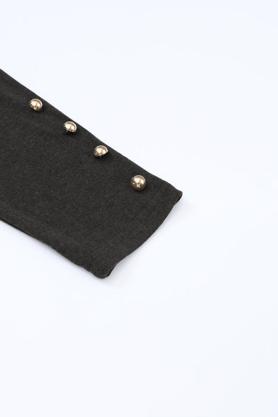 Elegant Black Puff Sleeve Sheath Top for Women with Button Detail - Stylish Fit for Every Occasion