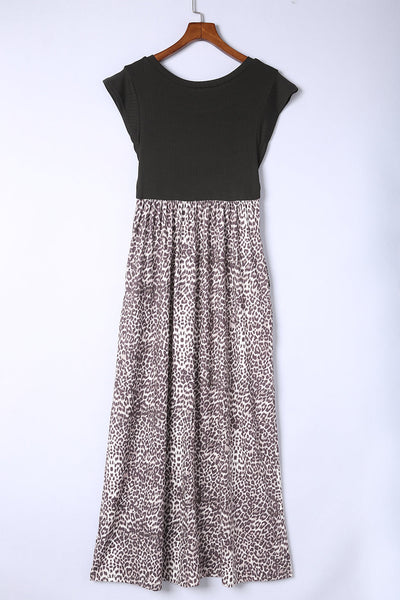 Leopard Print Sling Neck Sleeveless Dress