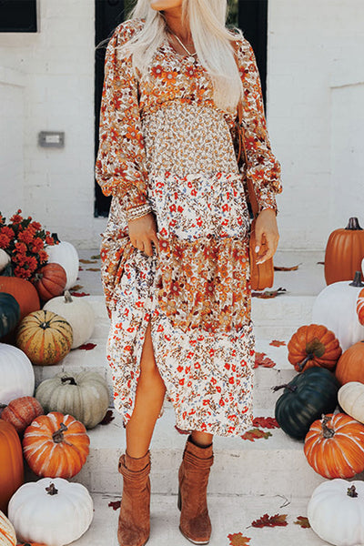 Elegant Floral Print Long Sleeve Dress for Women - Flattering Fit Perfect for Casual & Formal Events