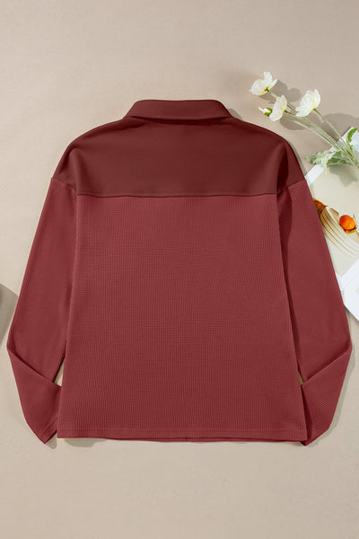 Soft Beige Women's Relaxed Fit Thermal Knit Top - Long Sleeve for Ultimate Comfort and Effortless Style