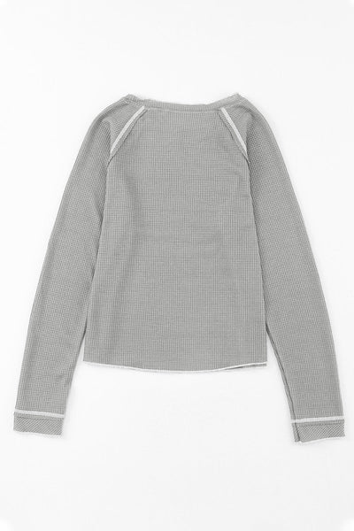 Cozy Fit Textured Knit Long Sleeve Top for Women - Stylish Layering Essential for Casual Outings in Soft Fabric
