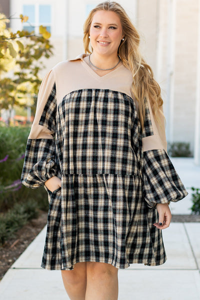 Plus Size Women's Casual Plaid Dress - Chic Short Sleeve Style for Everyday Comfort and Effortless Fashion