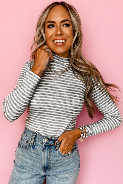 Casual Women's Striped Long Sleeve Top in Soft Cotton - Comfortable Fit for Effortless Everyday Style