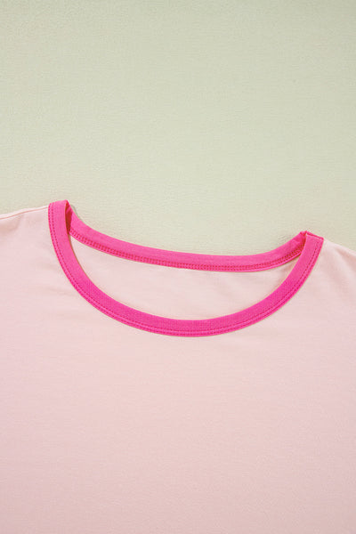 Women's Oversized Colorblock Cotton-Blend Top with Exposed Seams