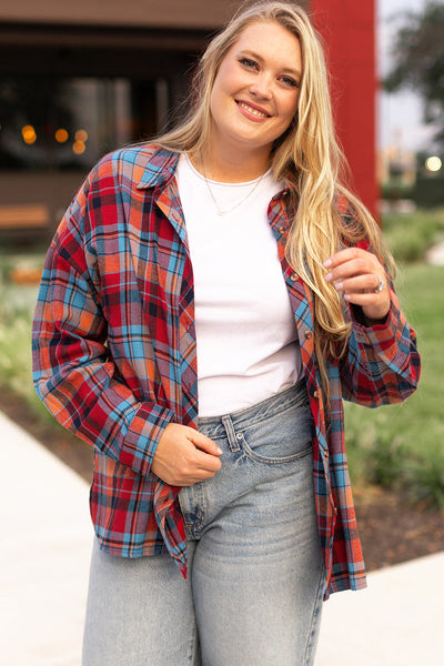 Stylish Plus Size Women's Checked Shirt Soft Cotton Casual Fit, Ideal for Everyday Comfort and Trendy Looks