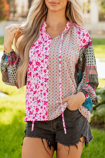 Women's Lightweight Floral Print Blouse - Stylish & Comfortable Top for Spring/Summer Casual Outfits