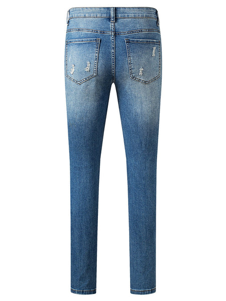 Women's Patriotic Distressed Star and Stripe Sequin Jeans made for easy styling and wardrobe coordination, with premium-like structure and finish.
