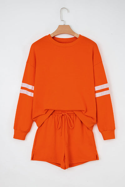 Cozy Women's Varsity Sweatshirt and Shorts Set - Trendy Athletic Outfit for Comfortable Everyday Style in Vibrant Colors
