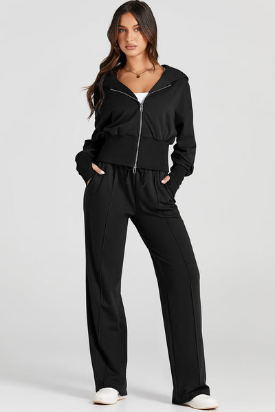 Stylish Women's Black 2-Piece Tracksuit Set Comfortable Activewear for Casual Outings and Everyday Wear