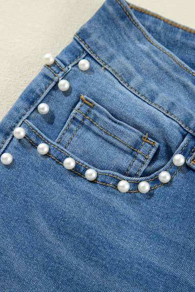 Women's Dusk Blue Pearl Boot Cut Denim Jeans in Jeans
