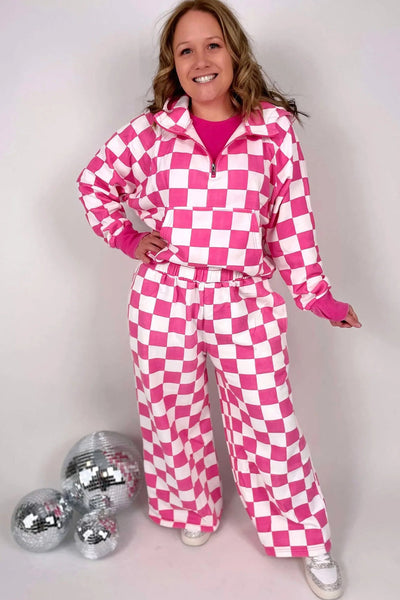Cozy Women's Red Checkered Half Zip Hoodie - Stylish Casual Top for Everyday Comfort and Effortless Style