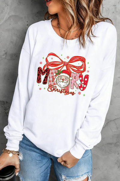 Women's Cozy White Christmas Graphic Sweatshirt - Cute and Festive Holiday Apparel for a Comfortable Winter Look