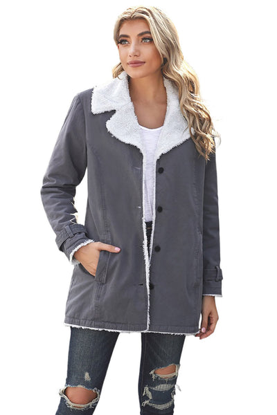 Faux Fur-Trimmed Denim Coat