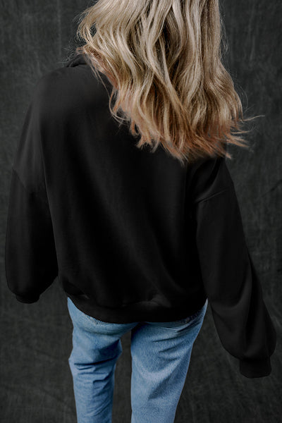 Cozy Women's Black Zip-Up Sweatshirt with Stand Collar & Kangaroo Pocket Stylish Everyday Essential for Comfort