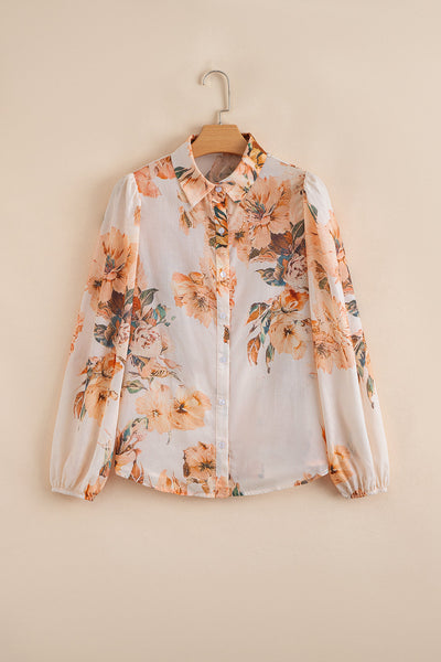 Lightweight Floral Print Blouse for Women - Chic Long Sleeve, Relaxed Fit, Ideal for Spring and Summer Casual Wear