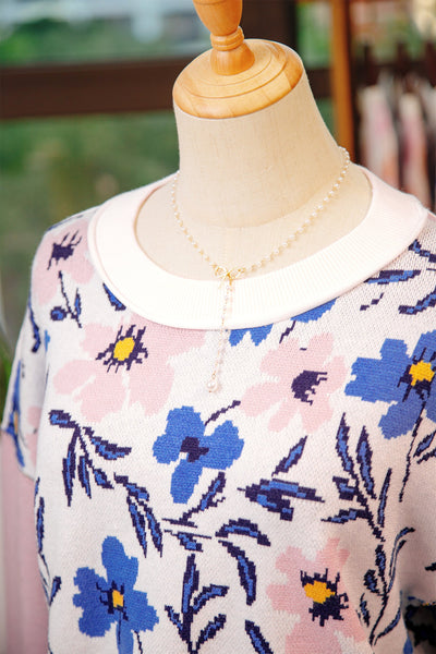 Women's Floral Patchwork Viscose-Blend Oversized Knit Sweater
