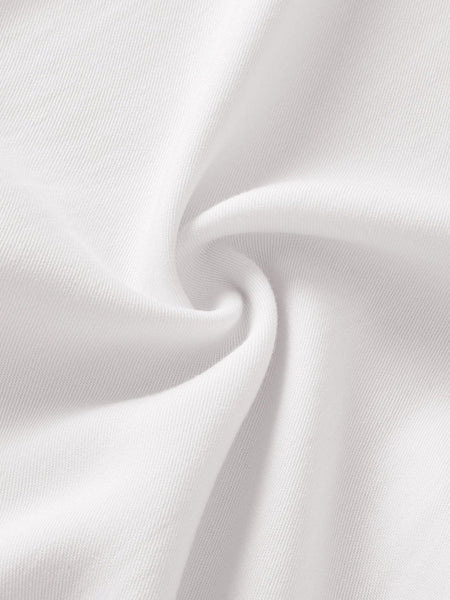 Rolled Sleeve White Shift Shirt with Chest Pocket
