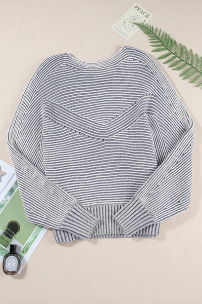 Cozy Chic Women's Striped Knit Sweater in Soft Cotton Blend Perfect for Casual Outings and Stylish Layering Options