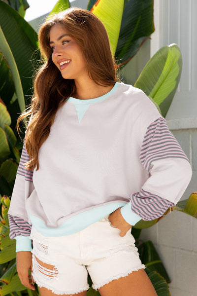 Chic Women's Colorblock Sweatshirt - Cozy Casual Fit for Effortless Everyday Style and Comfort