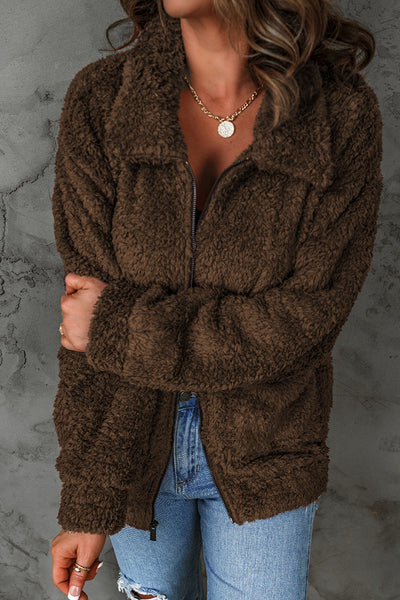 Cozy Teddy Fashionable Zip Up Warm Coat