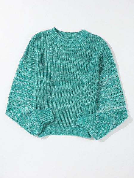Green Cable Knit Cropped Sweater