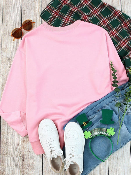 Cozy Pink Crew Neck Long Sleeve Sweatshirt