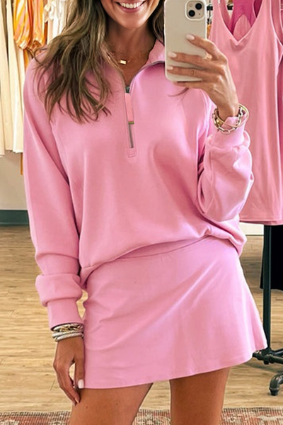 Stylish Women's Soft Fabric Long Sleeve Top & Mini Skirt Set - Perfect for Casual Outings & Trendy Layering