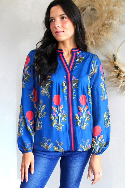 Vibrant Floral Blouse for Women - Lightweight & Comfortable Spring/Summer Top with Elegant Style and Bright Colors