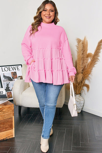 Plus Size Women's Soft Fabric Long Sleeve Casual Top - Comfy Everyday Wear with Flattering Fit and Versatile Style