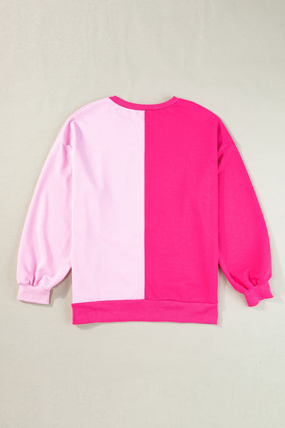 Trendy Women's Pink Color Block Sequined Cowgirl Sweatshirt - Casual Chic Style for Ultimate Comfort and Fashion