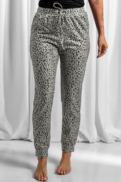 Women's Comfortable Khaki Leopard Print Joggers - Elastic Waist, Casual Fit for Everyday Style and Relaxed Outfits