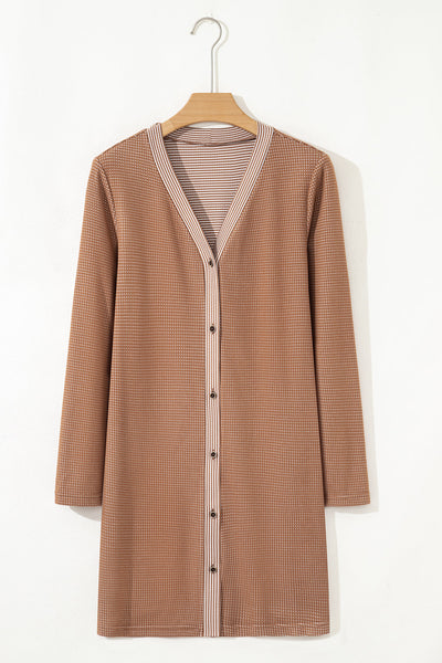 Stylish Women's Khaki Cardigan - Cozy Open Front Sweater with Pockets for Effortless Layering and Everyday Elegance