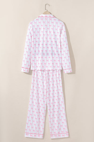 Cozy Women's Bow Print Cotton Pajama Set Stylish Sleepwear for Relaxed Nights and Comfortable Lounging