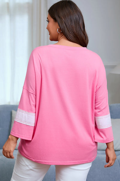 Plus Size Women's Flattering Pink Casual Top in Soft Fabric for Comfortable Everyday Style