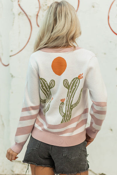 Boho Chic Women's Western Cardigan - Cozy Long Sleeve Knit in Earthy Tones, Ideal for Layering and Fall Fashion