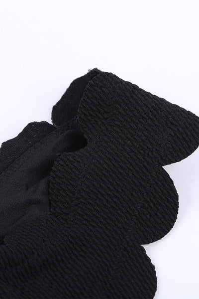 Scalloped One-Shoulder Black Bikini for Beach and Vacation