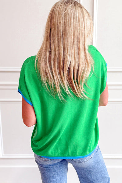Women's Casual Green Short Sleeve Knit Sweater - Comfortable Everyday Top for Effortless Style