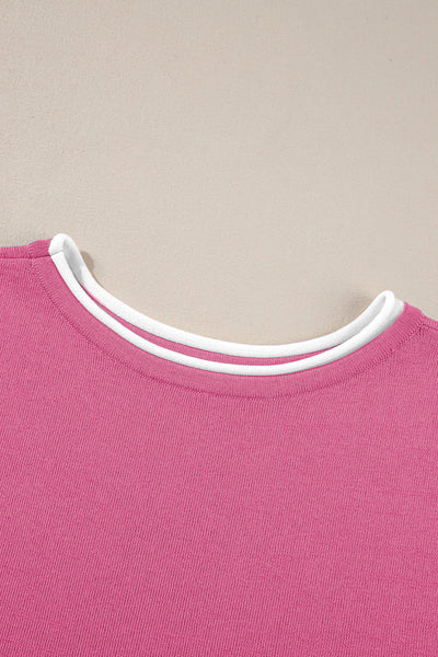 Women's Bright Pink Textured Knit Sweater and Wide-Leg Pant Set