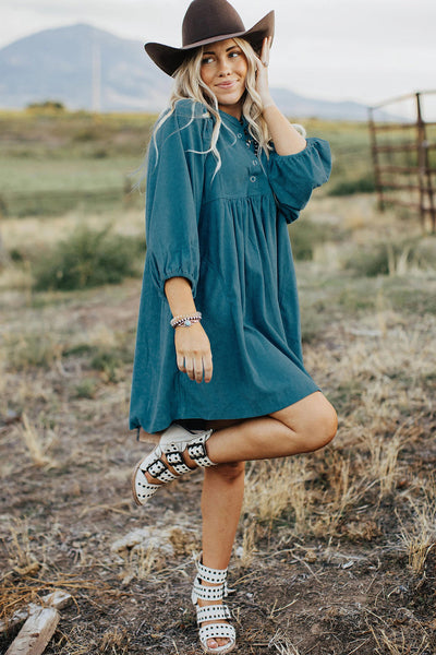 Stylish Long Sleeve Button-Up Mini Dress