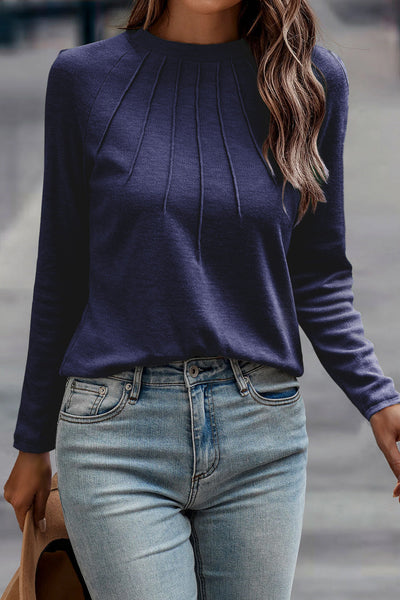Versatile Women's Solid Long Sleeve Top - Chic and Stylish, Ideal for Casual Everyday Wear in Multiple Colors