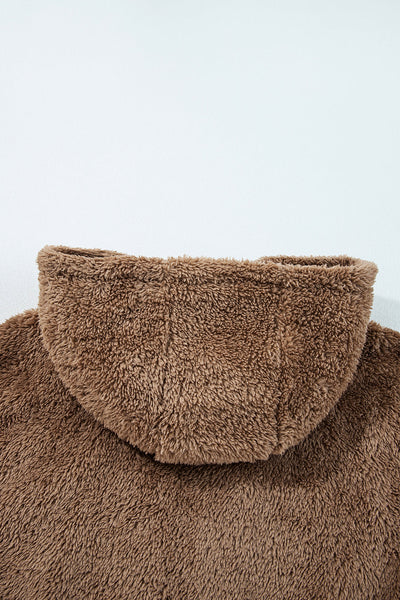Soft Beige Women's Sherpa Hoodie and Shorts Set - Casual Chic Loungewear for Ultimate Comfort and Style