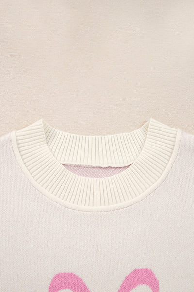 Cozy Pink Bow Sweater for Women - Stylish Knit Top with Feminine Touches for Effortless Casual Chic