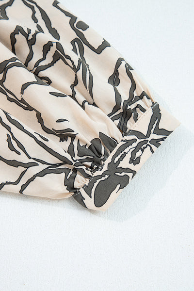 Women's Floral Viscose V-Neck Blouse with Batwing Sleeves