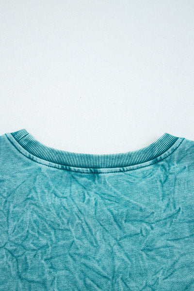 Women's Sea Green Mineral Wash 'Saved by Grace' Cotton Sweatshirt