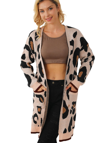 Leopard Print Knit Midi Cardigan