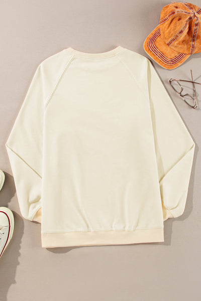 Women's Cozy Apricot Rainbow Colorblock Striped Pullover Sweatshirt - Casual Fit for Effortless Everyday Style